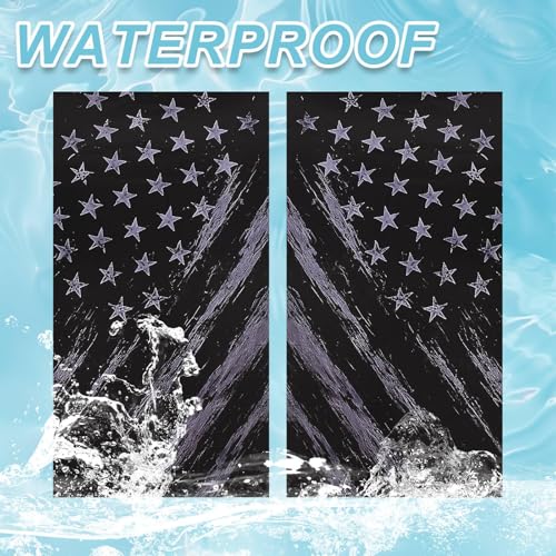 Image of JSCARLIFE American Flag Car B-Pillar Sticker, HD Printed PVC Waterproof Car Decals, Car Stickers Vinyl Self-Adhesive Side Strip Decal Cool Stickers (Black Style 2)