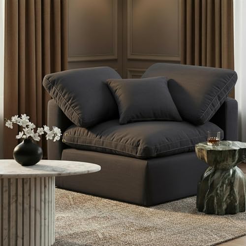 Sillón contemporáneo plegable lino Negro miniatura 2