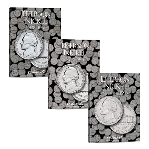 H.E. Harris & Co U.S. Jefferson Nickel Coin Folder Three Volume Set 1938 – 2023#’s 2679, 2680, 2681
