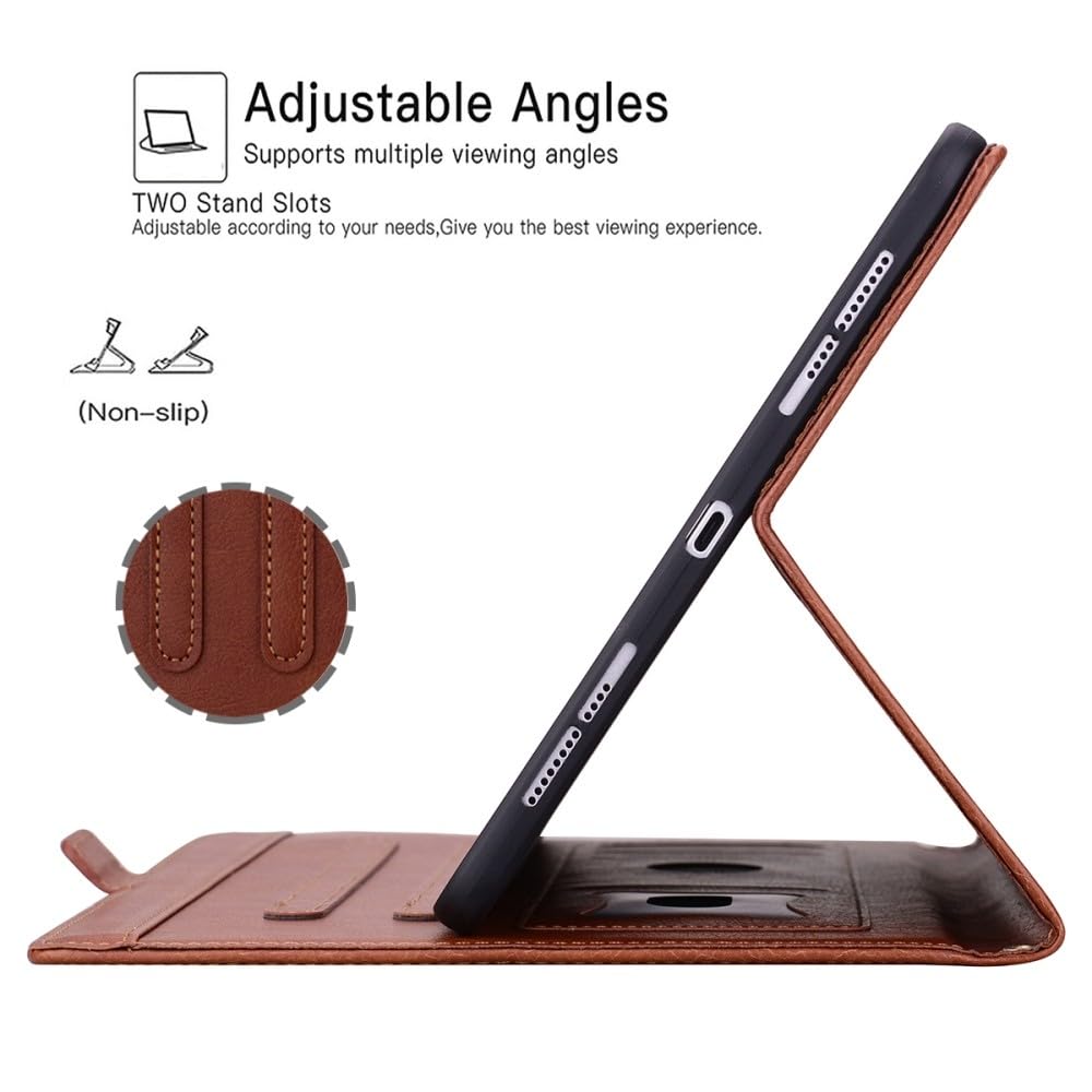 Generic Funda compatible con iPad de 9ª generación 10.2 2021 (color: azul oscuro) con tapa abatible de cuero de primera calidad con función atril