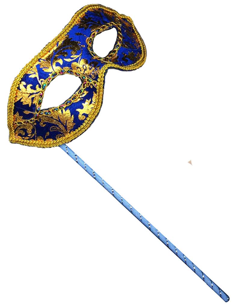 AZYOUNG Men's Masquerade Christmas Halloween Ball Party Half Face Masks on Stick(Blue) โ image 1