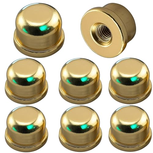Image of Gold Lamp Finials, 1 /4-27 Thread, 1 /2 Inch Lamp Shade Nuts for Harp Tops | 8 Packs Finish Metal Finials with 1 /4-27 Female Threads for Compatible Table, Floor, Desk And Bedside Lamp Harps