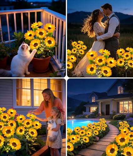 LETMY Solar Sunflower Lights Outdoor, 4 Pack, 24 Flowers $17.99 AC - image 7