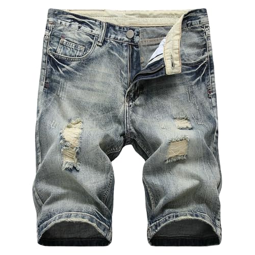 Jorts en denim homme ajusté short de travail troué