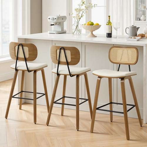 Rattan Counter Height Bar Stools Set of 3