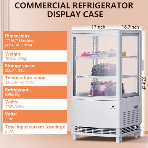 Image of GarveeHome Commercial Refrigerators, 2.0 Cu.Ft Glass Door Display Refrigerator with LED Light, 2 Adjustable Shelves Beverage, Commercial Merchandiser Refrigerator for Cafe Restaurant Store Bar, Black