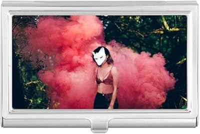 Pink Fog Head Girl Forestry Science Nature Scenery Business Card Holder Case Pocket Box Wallet