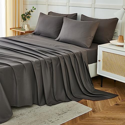 Image of ILAVANDE Queen Sheets Set 6 Piece,Hotel Luxury Super Soft 1800 Series Microfiber Queen Bed Sheets Set-Wrinkle Free & Breathable-14 Deep Pocket Sheets for Queen Size Bed(Queen,Neutral Grey)
