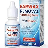 WaxBgone Ear Wax Removal Drops - Safe and Effective Wax Softening Ear Drops - Loosens Ear Wax with Gentle Foaming Action - Aids Irrigation of Clogged Ears for Adults and Kids - 0.5 Fl. Oz.Bottle