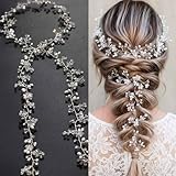 Yean Wedding Hair Vine Long Bridal Headband Hair Accessories for Bride and Bridesmaid (100cm / 39.3inches) (Silver)