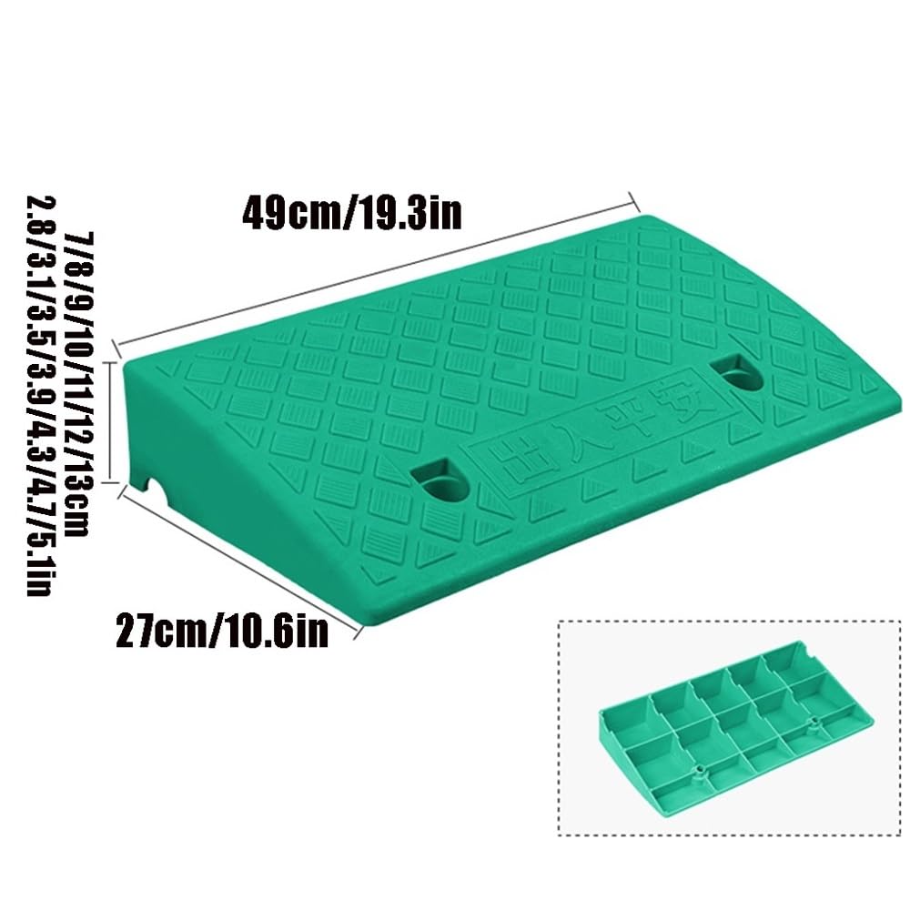 Rampe en Caoutchouc pour Fauteuil Roulant，Rampe De Seuil Légère 7-13cm Haut Rampe De Trottoir, Rampe De Bordure pour Moto Chargement(Yellow,49x27x13cm)