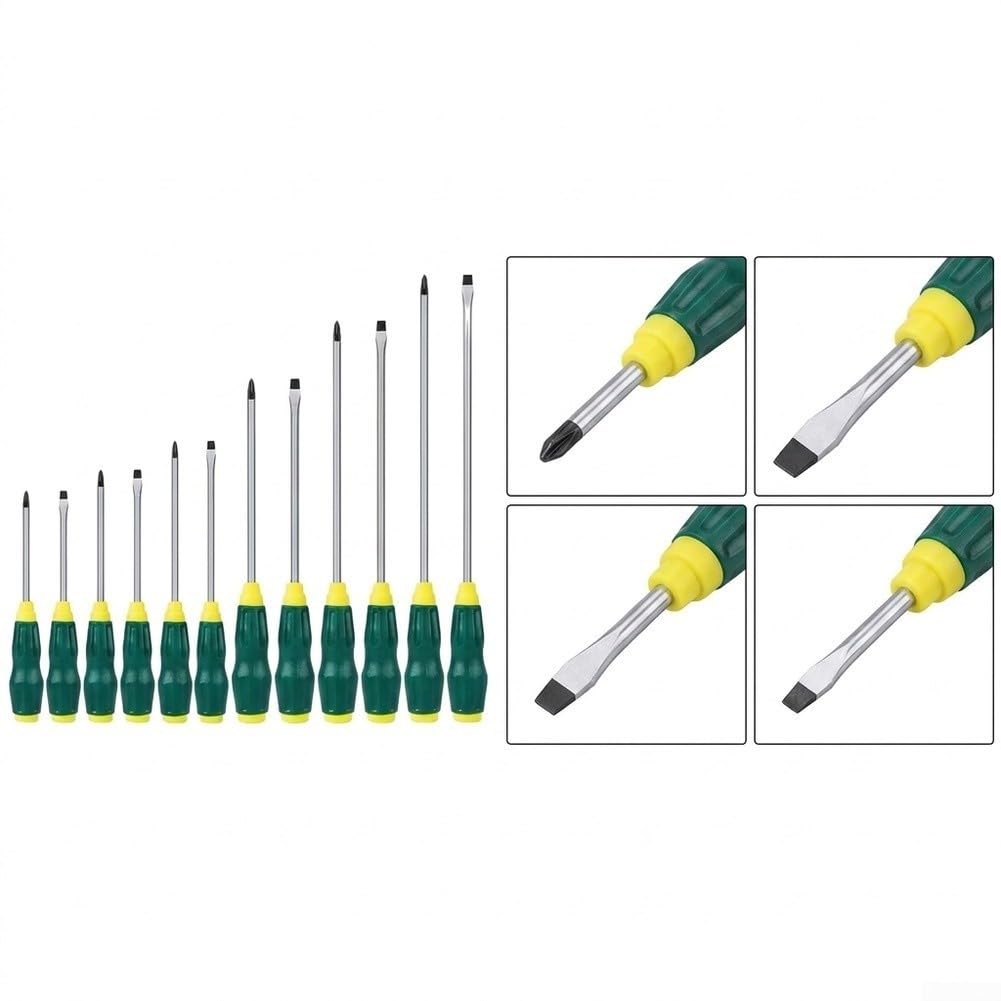 Lot de 12 tournevis antidérapants en acier pour impact