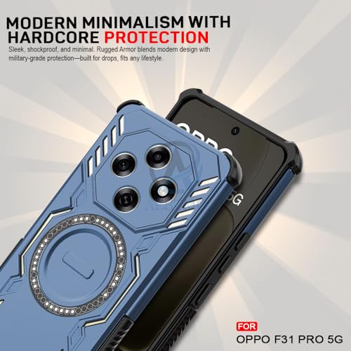 Image of AESTMO Back Case Cover for Oppo F31 Pro 5G | Magnetic Case with Built-in Metal Ring | Compatible with MagSafe Accessories | Shockproof Hybrid (PC + TPU (Blue)