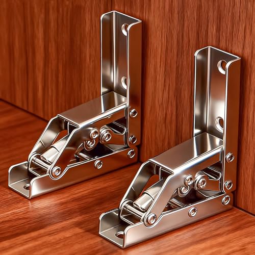2 Pack Locking Hinge 0°-90°-180°, Folding Table Brackets, Heavy Duty Folding Brackets Degree Self Locking Folding Hinge for Table Legs Furniture, with Screws
