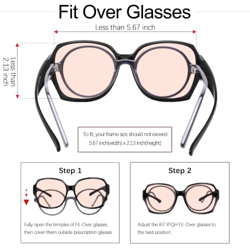 Image of Fluorescent-41 Rose Tinted Fit Over Blue Light Blocking Glasses for Migraine, Light Sensitivity, Photophobia JF7202
