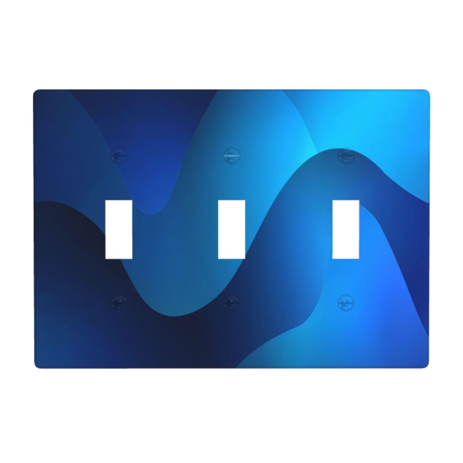 Woshuwo White Blue Gradient Blurred Abstract Shapes Light Switch Covers 3 Gang Triple Toggle Wall Plate Switchplate Electrical Faceplate For Bathroom Kitchen Bedroom Decor