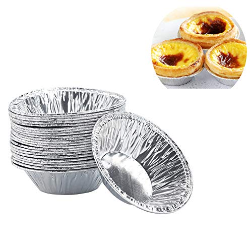 250 Pcs Disposable Egg Tart Tins Molds Silver Aluminum Tin Foil Mini Pie Tins Pans Cake Tart Holder Cupcake Cookie Circular Egg Tart Mold Cups for Baking Supplies