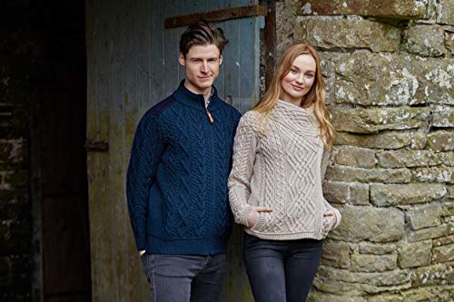 Aran Crafts Women's Irish Cable Knitted Wool Side Zip Cardigan (Z4630-XS-PAR) - Thumbnail 2