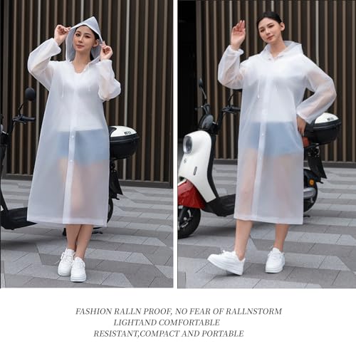Rain Ponchos for Adults Reusable2 Pcs Rain Coats,Extra Long EVA Rain Jackets with Hood and Drawstring for Women and Men4