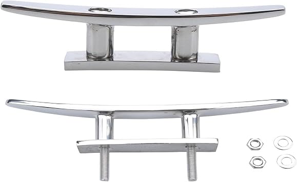 MIZUGIWA Boat Cleats,Dock Cleat Open Base 4 inch 5 inch 6 inch 8 inch,Mooring Deck Cleats 316 Stainless Steel with Fasteners for Boat Docks, Decks,Kayaks,Marine,Nautical Decor,Silver