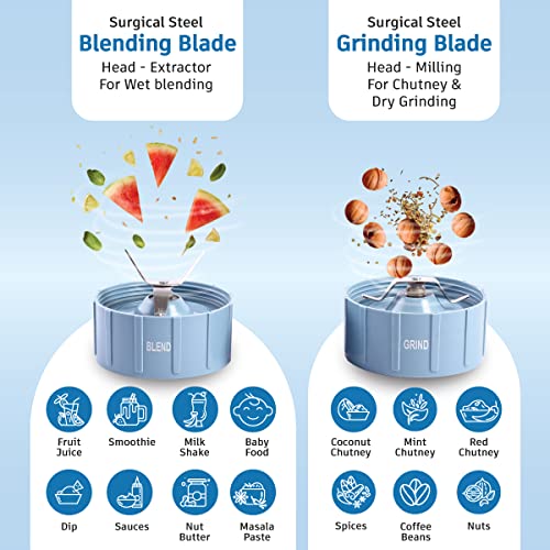 Wonderchef-Nutri-Blend-Snowflakes-22000-Rpm-2-Unbreakable-Jars-400-W-2-Years-Warranty-Online-Recipe-Book-By-Chef-Sanjeev-Kapoor-Blue - mixer grinder