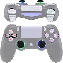 eXtremeRate Multi-Colors Luminated D-pad Thumbstick Trigger Home Face Buttons for PS4 Controller, White Classical Symbols DTFS (DTF 2.0) LED Kit for PS4 Slim Pro Controller - Controller NOT Included