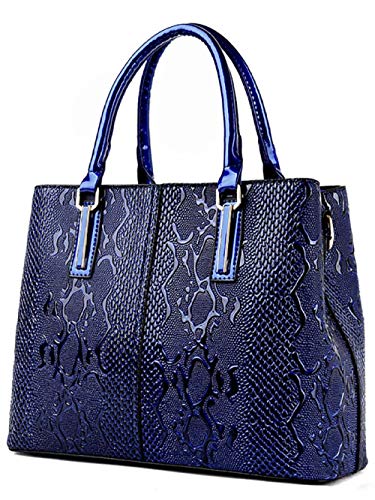 Preisvergleich Produktbild Handtasche Damenhandtasche Glänzend Einfarbig Druckstruktur Große Kapazität Tasche-One Size_Blue