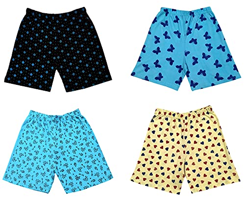 Image of indi weaves Girls Cotton Printed Shorts (Pack of 4)