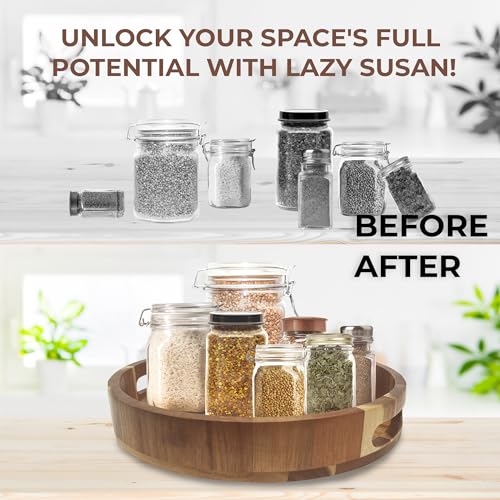 Pandawood LAZYSUSAN-12IN 12 Inch Lazy Susan Organizer 100% Acacia Wood thumb #7