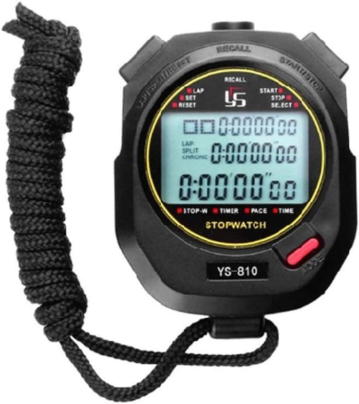 Stopwatch Timer 3 Row Track and Field Training Black