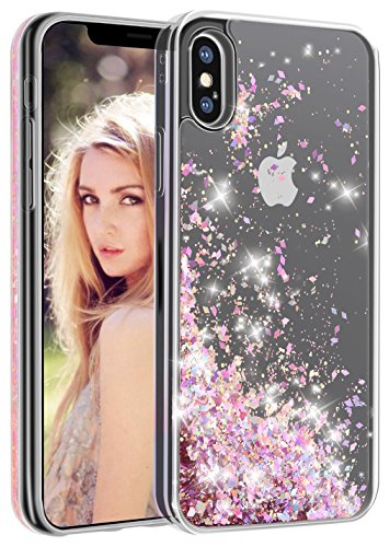 iPhone X Case,Soundmounds iPhone X,iPhone 10 Glitter Flowing Liquid Floating Fashion Bling Case Cover for iPhone X (Diamond Powder)