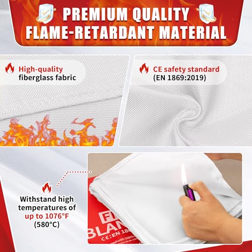 FIXSMITH Fire Blanket for Home and Kitchen, Emergency Fire Blanket, Flame Suppression Fiberglass Fire Blankets for House Camping Car Office Warehouse Emergency Survival Safety(40inx40in) - Image 6