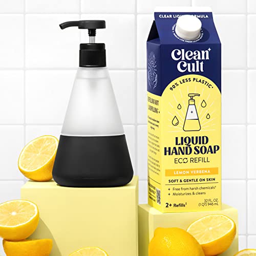 Cleancult Liquid Hand Soap Refills (32Oz, 3 Pack) - Hand Soap That Nourishes & Moisturizes - Liquid Soap Free Of Harsh Chemicals - Paper Based Eco Refill, Uses 90% Less Plastic - Lemon Verbena #TOP6