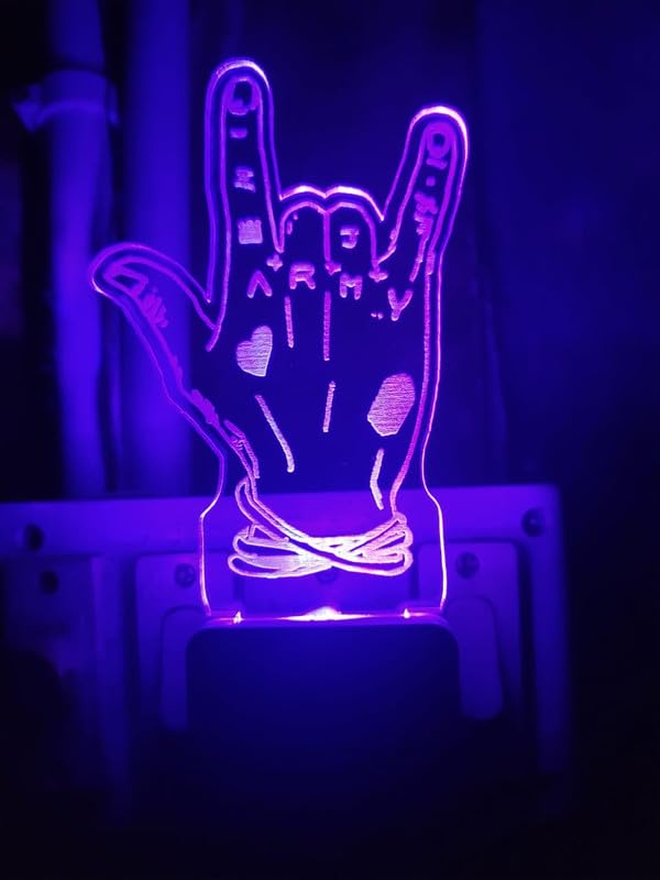 Image of 3D Optical Illusion BTSs4 Acrylic Night Lamp, 7 Colors RGB Auto Color Changing Led Plug and Play Night Light Lamp (Acrylic, Multi Color, Pack of 1) (BTSs4)