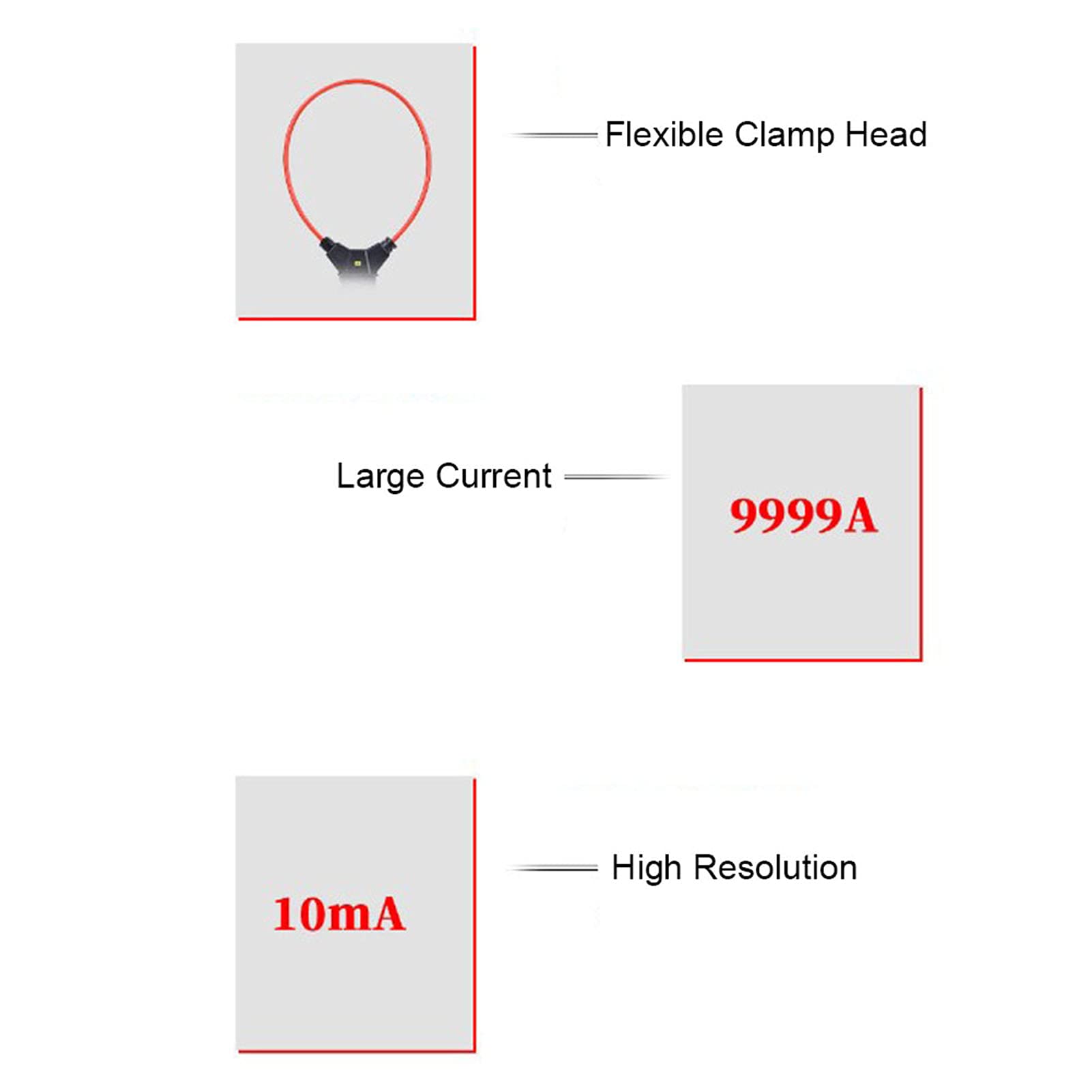 Pinza amperimétrica multifuncional de bobina flexible Pinza amperimétrica de corriente de fuga de CA Herramienta de medición de corriente Probador de continuidad Pantalla LCD Kit de mantenimiento Prob