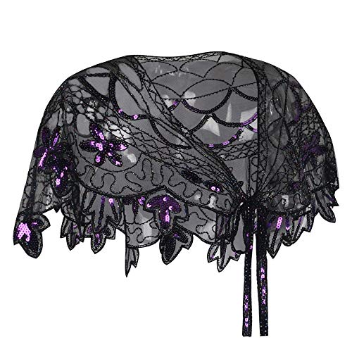 PrettyGuide Women's 1920s Shawl Beaded Evening Wraps Flapper Bolero3