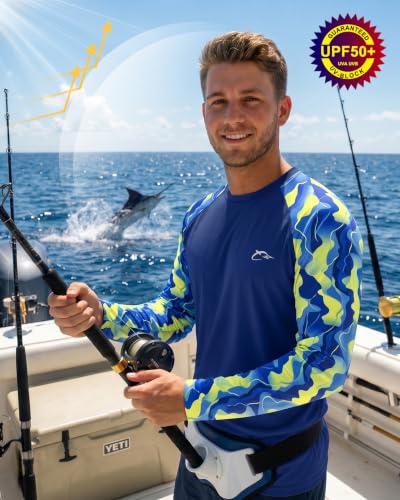 Image of FISHEAL Mens Long Sleeve Fishing Camo Shirts, UPF 50+ Sun Swim Rash Guard