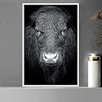 Framed Canvas Wall Art High Contrast Portrait Animals Black and White Contemporary Dogs Duotone Expressive Grey Photography Portrait - 16x24 inches