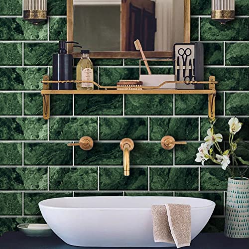 Neukids 27pcs Green Emerald Marble Tile Stickers, Peel and Stick Kitchen Splashback - Image 4