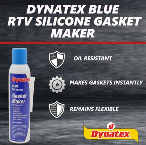 Image of Dynatex Blue RTV Silicone Gasket Maker 8 oz Automatic Can - Oxygen Sensor Safe, OEM Specs, Gear Oil Resistant, Oil /Water Resistant, Made in the USA (3-Pack)