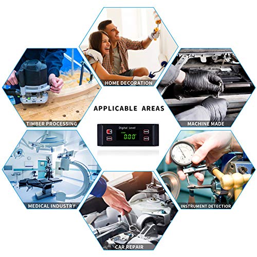 Electronic Inclinometer, Digital Protractor/Level/Angle Finder and Gauge Tools with V-Groove Magnetic Base and Backlight - Dust and Waterproof IP65 Precision Smart Level