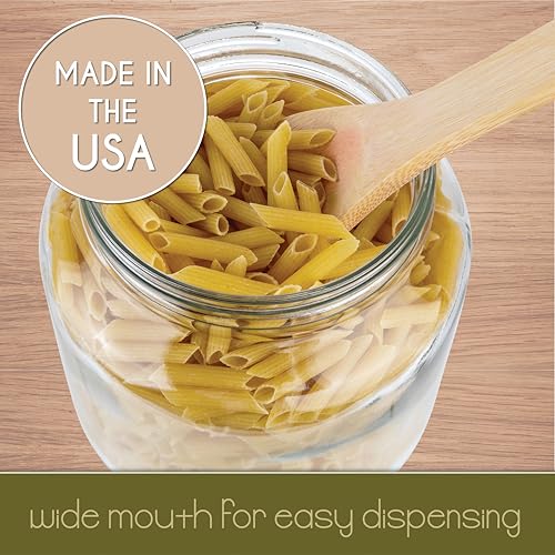 Image of kitchentoolz 4 Pack - 64 oz Mason Jars Wide Mouth - 1 /2 Gallon Glass Jar with Lid - Large Mason Jar for Canning, Brewing, Pickling, Storage - Big Mason Jar Made in USA