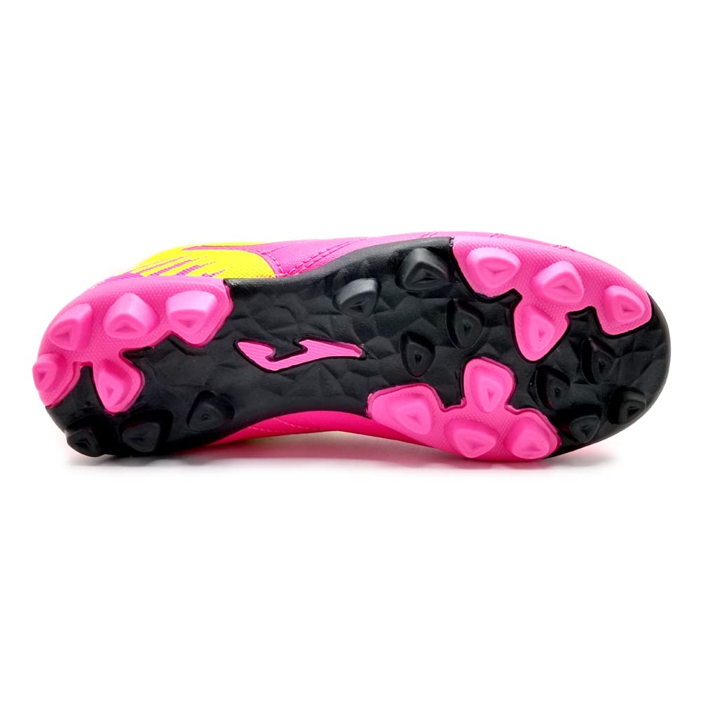 Toledo Junior Kids Molded Soccer Shoes, Pink/Fluo Yellow, USA Size 13