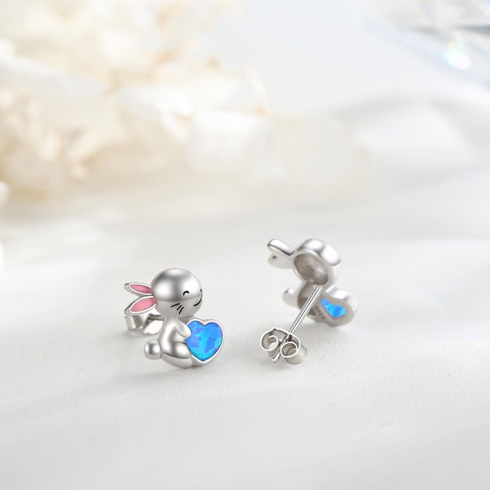 Pendientes de ópalo para mujer de plata de ley 925, estrella de mar/corazón/tortuga/mariposa/conejo/seta/pendientes pendientes de animales pendientes playa estrella de mar joyas para mujeres niñas
