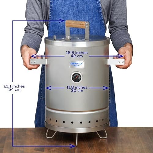 Universal-6-pound-Stainless-Steel-Small-Charcoal-Barrel-Smoker-with-Thermometer-Airlock-system-165x-2118-x-1181-2-in-1-Vertical-Smoker-Grill-and-Smoker-6-serving-Slow-Cooking-Smoker Universal 6 pound Stainless Steel Small Charcoal Barrel Smoker with Thermometer Airlock system 165x 2118 x 1181 2 in 1 Vertical Smoker Grill and Smoker 6 serving Slow Cooking Smoker