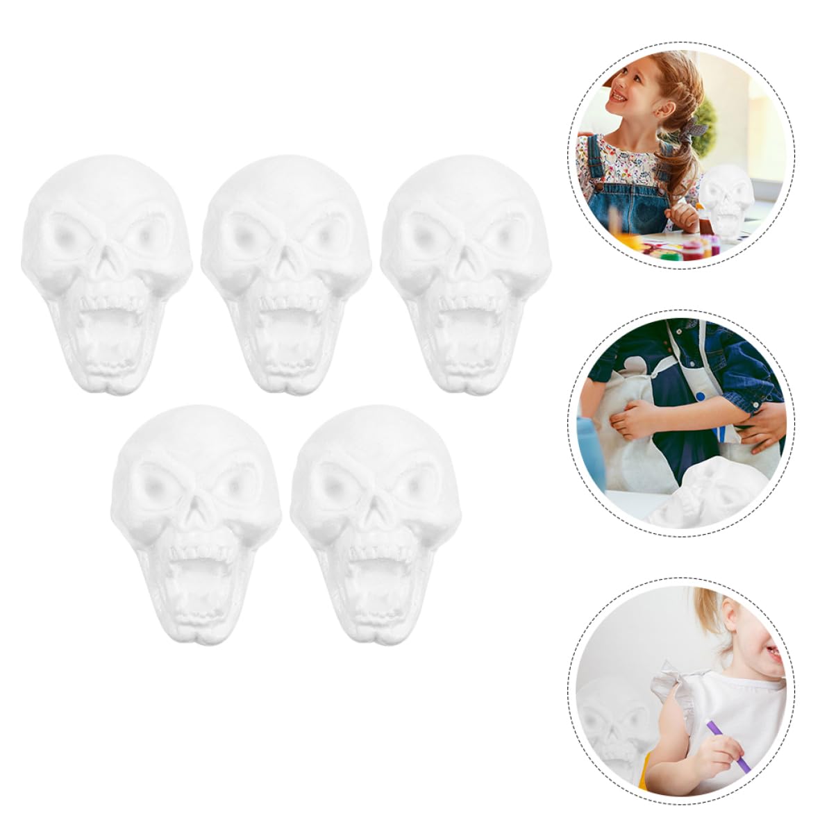 Abaodam 5 Piezas Cabezas de Cráneos Colgantes de Espuma para Adorno de Halloween, Adorno de Esqueleto Espeluznante, para Fiestas DIY y Celebraciones de Terror