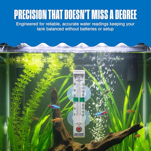 Image of Penn-Plax Therma-Temp Stainless Steel Thermometer - Accurate Aquarium Thermometer - Easy to Read - Dual Scale for Freshwater and Saltwater Tanks - Rust-Resistant Clip-On Design - 4.25 Inches