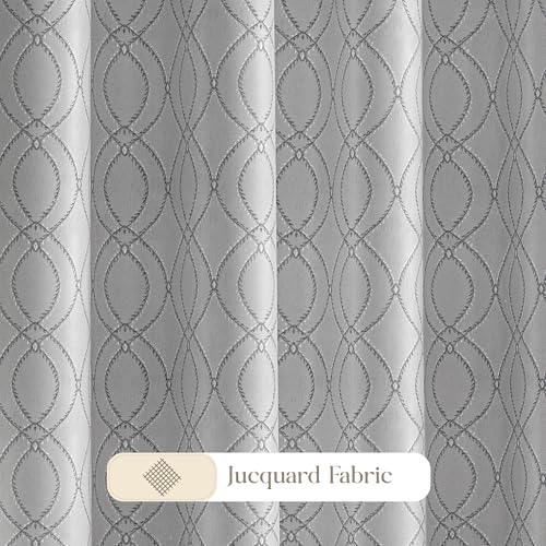Image of Yellow Weaves 1 Pc Jacquard Oval Eyelet Long Door Curtain - Perfect for Home, Office, Bedroom, Living Room & Balcony - 7 Feet (Silver)