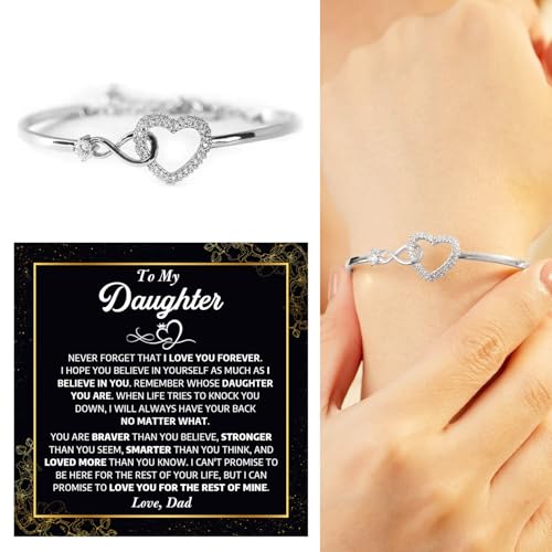 To My Daughter Bracelet From Dad With Heartfelt Message Card & Elegant Box, Bracelet For Girls, Daughter Birthday, Graduation, Wedding, Christmas Jewelry Gift From Daddy3