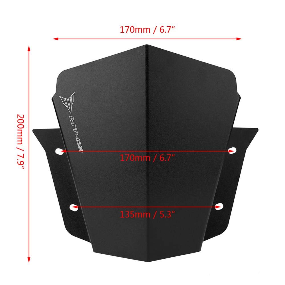 Aramox Protecteur de Pare-Brise pour Moto MT-09 2014-2016, Noir, Accessoire de Modification